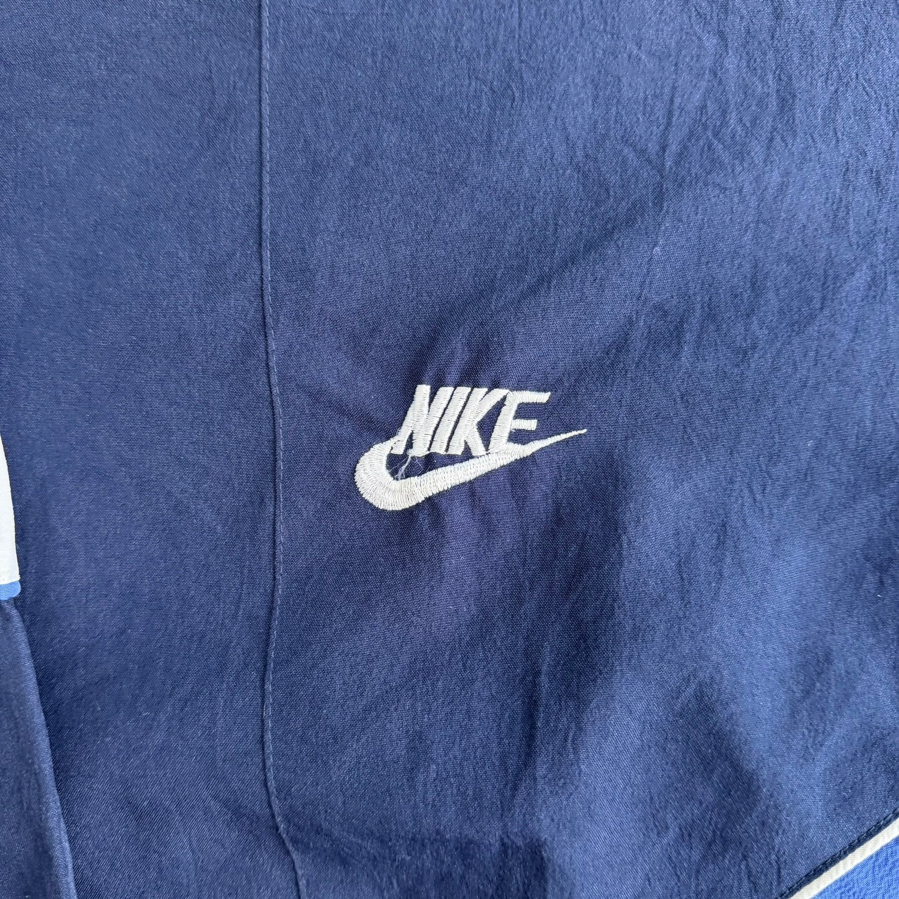 J- Vintage 90s Nike Embroidered Swoosh & Text Made In USA Zip Up Lightweight Jacket - L