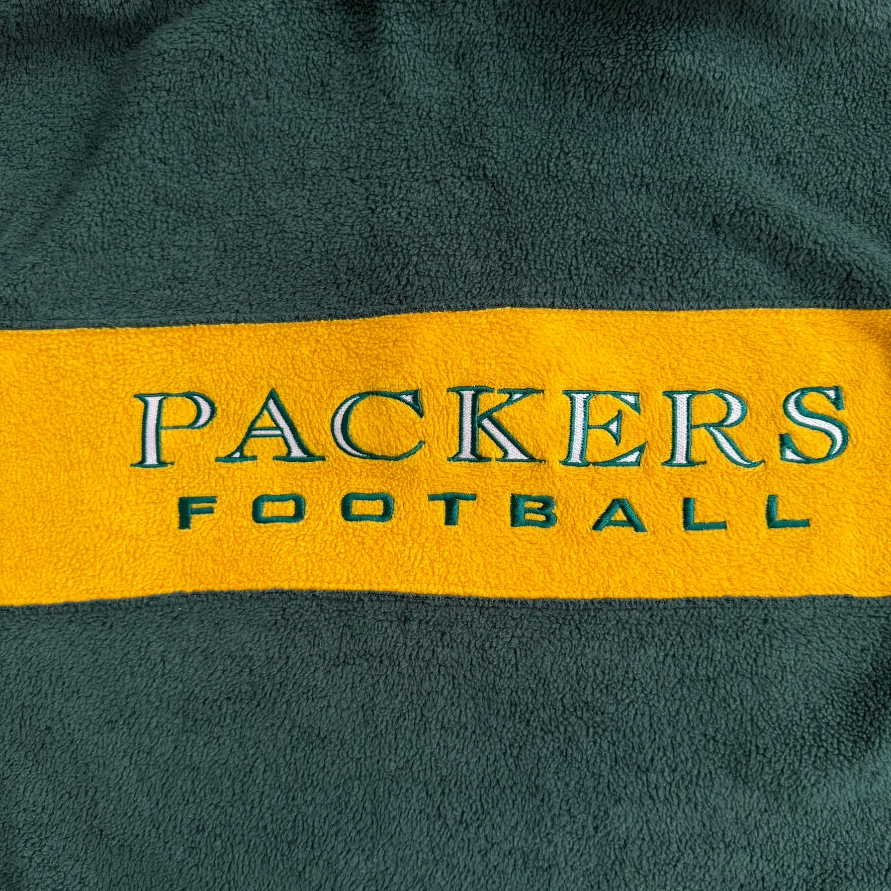J- Vintage Green Bay Packers NFL Embroidered Logo Quarter Zip Polar Fleece - XL