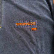 J- Vintage Denver Broncos NFL Embroidered Text Quarter Zip Polar Fleece - XL