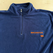 J- Vintage Denver Broncos NFL Embroidered Text Quarter Zip Polar Fleece - XL