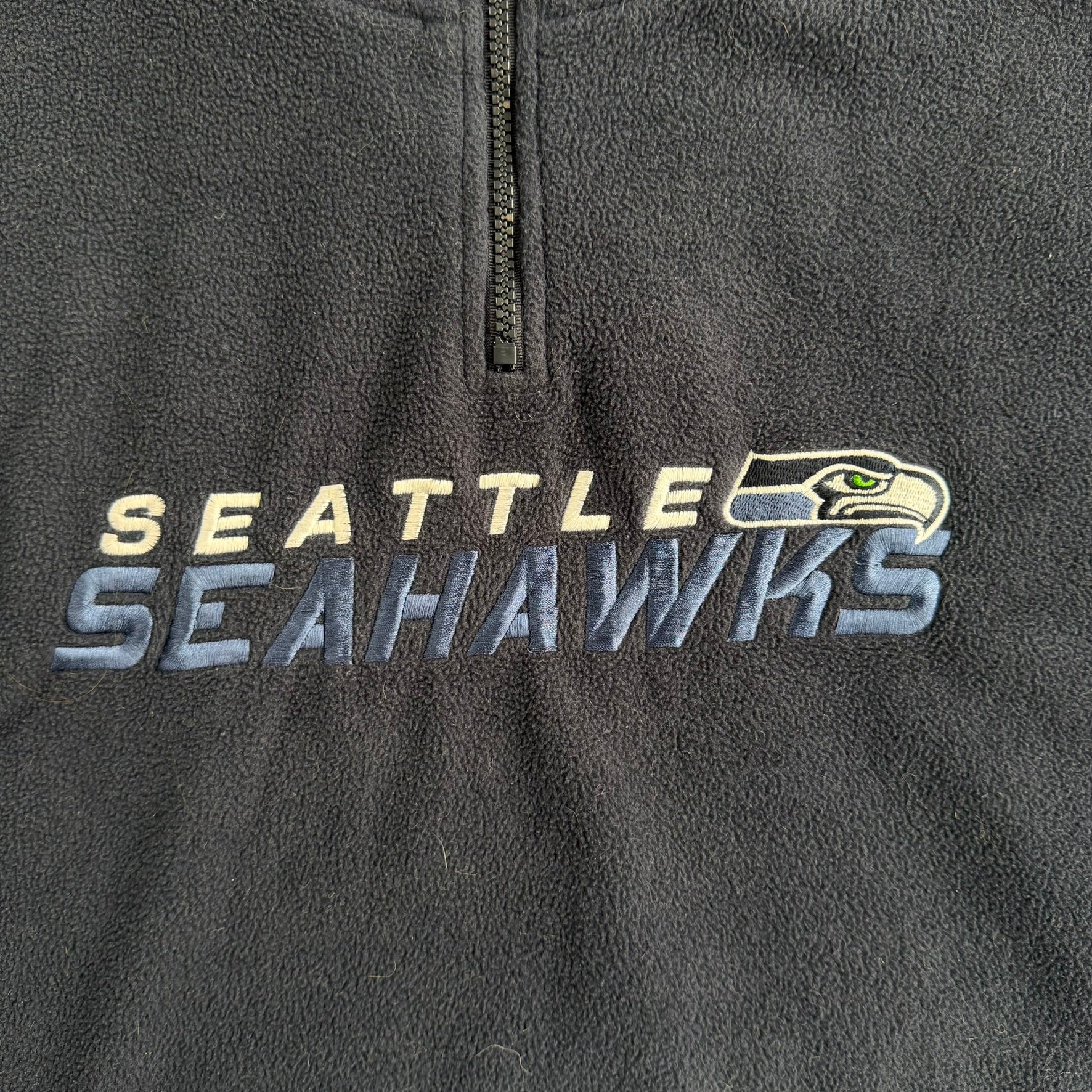 J- Vintage Seattle Seahawks NFL Reebok Embroidered Logo Quarter Zip Polar Fleece - XL