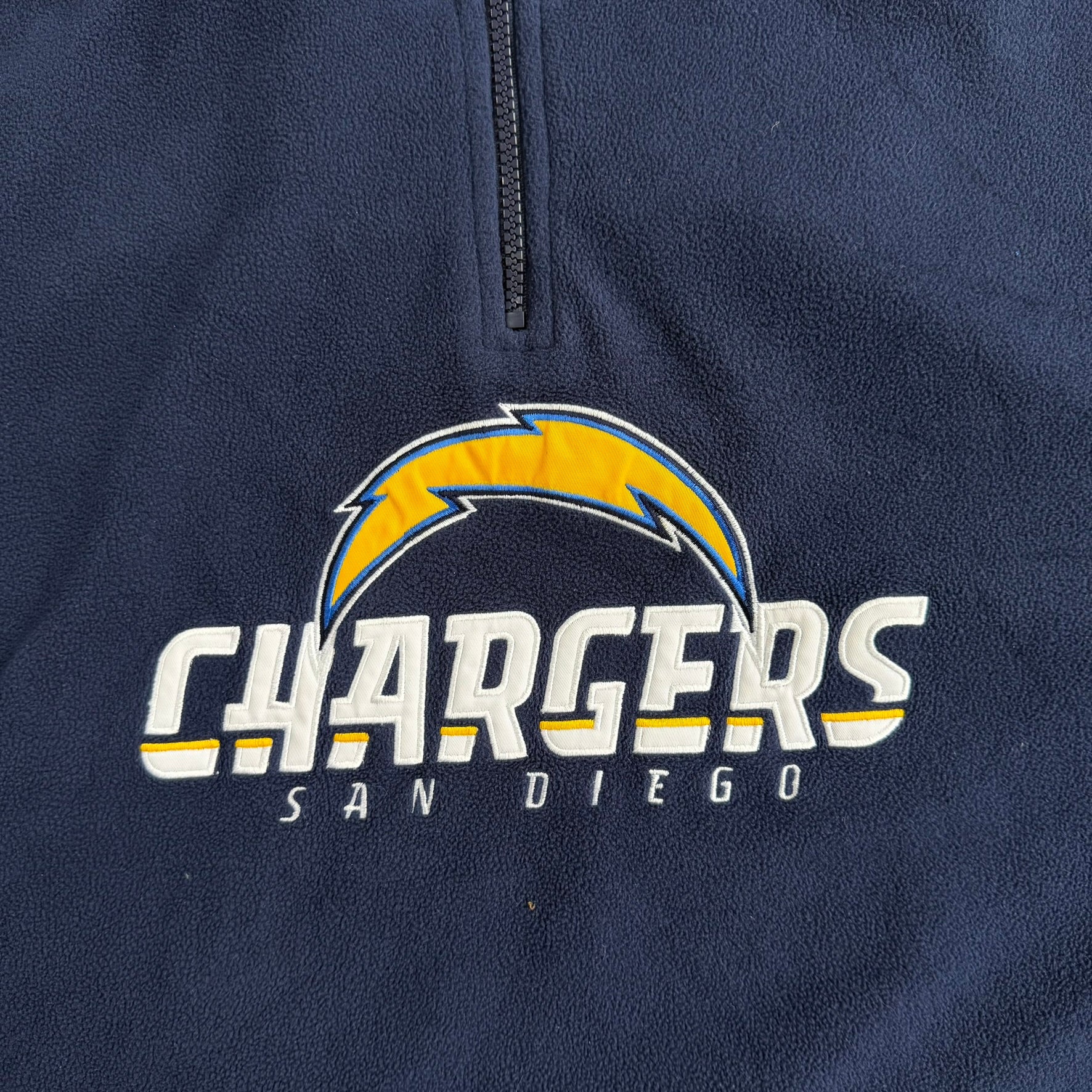 J- Vintage San Diego Chargers NFL Reebok Embroidered Logo Quarter Zip Polar Fleece - XL