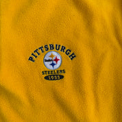 J- Vintage Pittsburgh Steelers NFL Embroidered Logo Quarter Zip Polar Fleece - XL