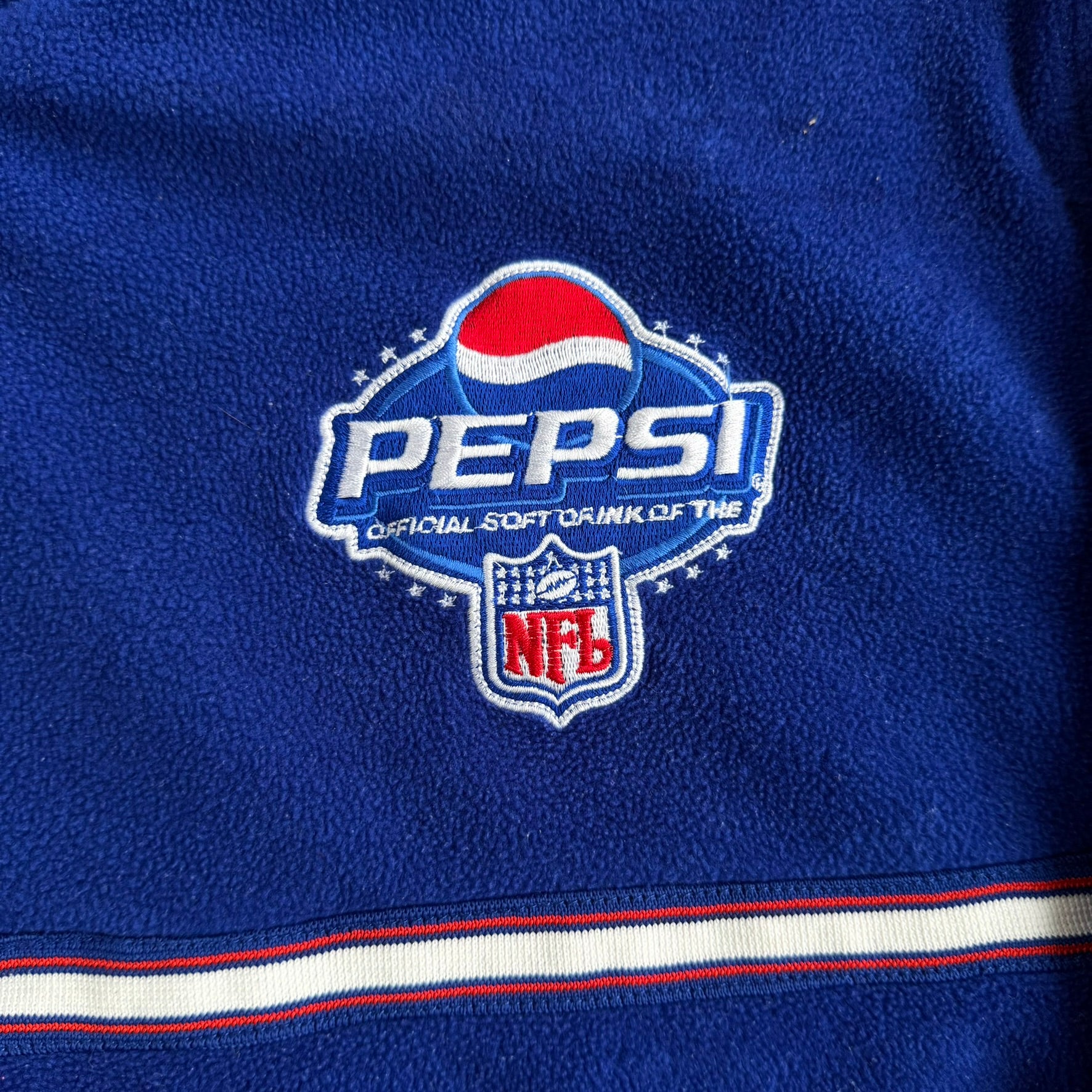 J- Vintage Pepsi Official Soft Drink Of The NFL Embroidered Logo Quarter Zip Polar Fleece - XL