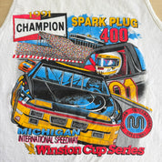 J- Vintage '91 Nascar Winston Cup Series Spark Plug 400 Graphic Made In USA Tank Top - XL