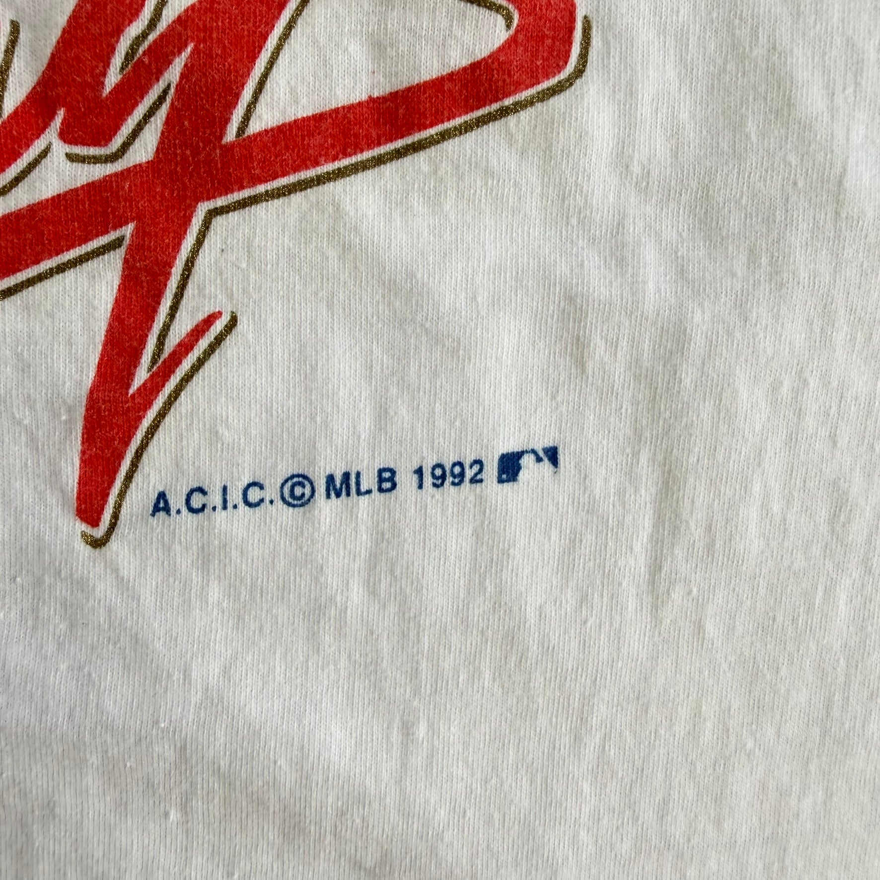 J- Vintage '92 Toronto Blue Jays MLB World Series Champions Graphic Single Stitch Tee - L