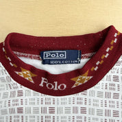 J- Vintage Polo RL Embroidered Logo All Over Print Pattern Tee - L