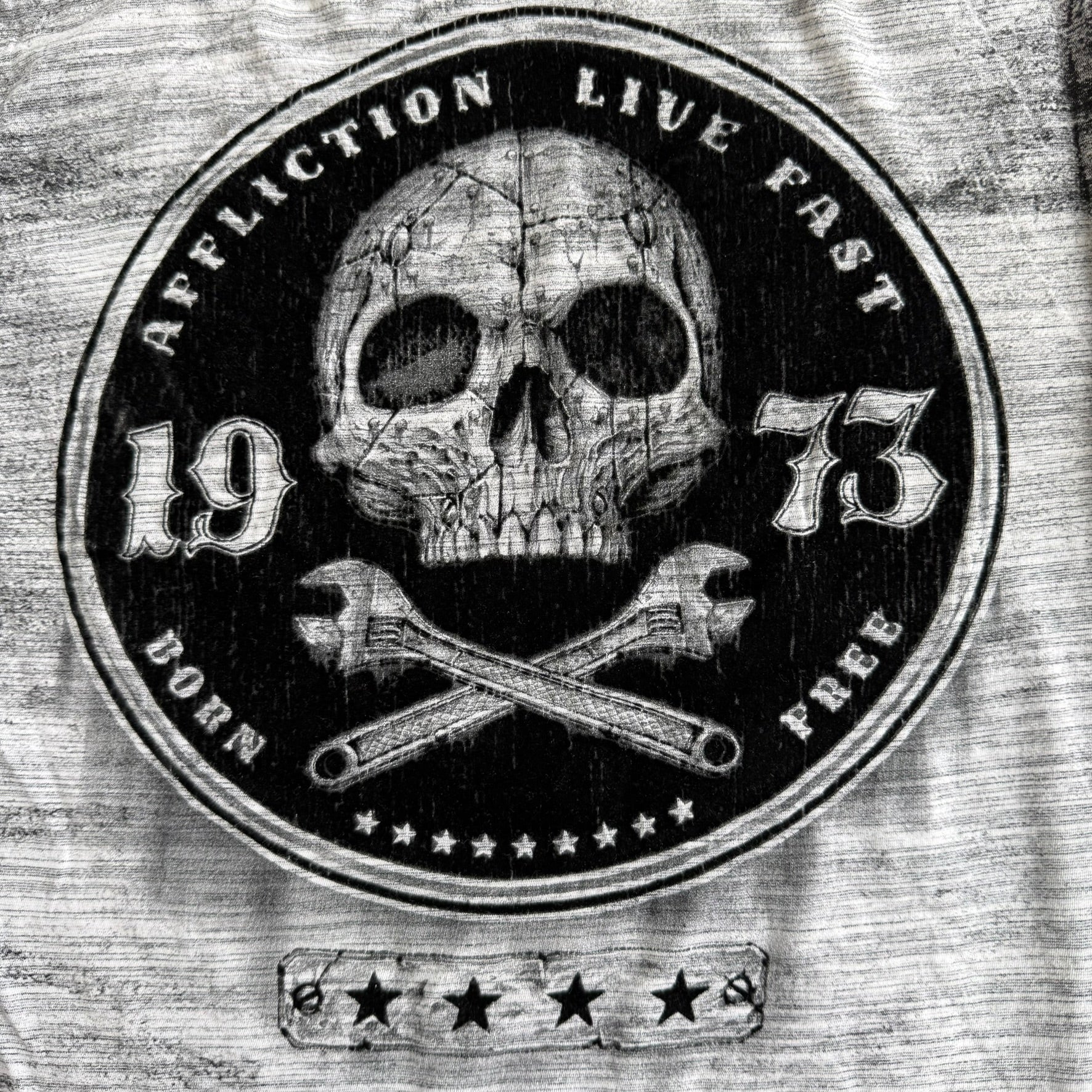 J- Vintage Affliction Live Fast Text & Graphic Long Sleeve Tee - L