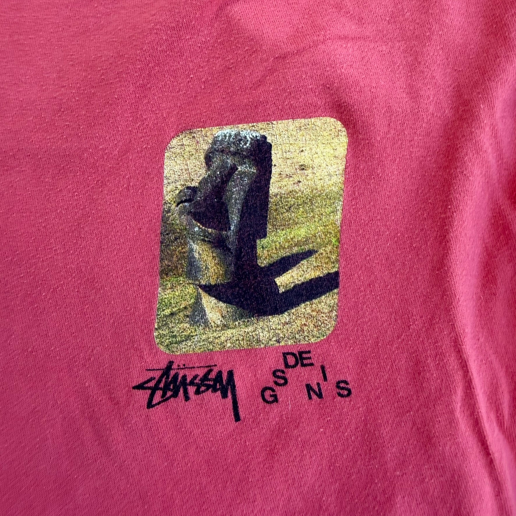 J- Stussy Design Easter Island Picture Graphic Long Sleeve Tee - L