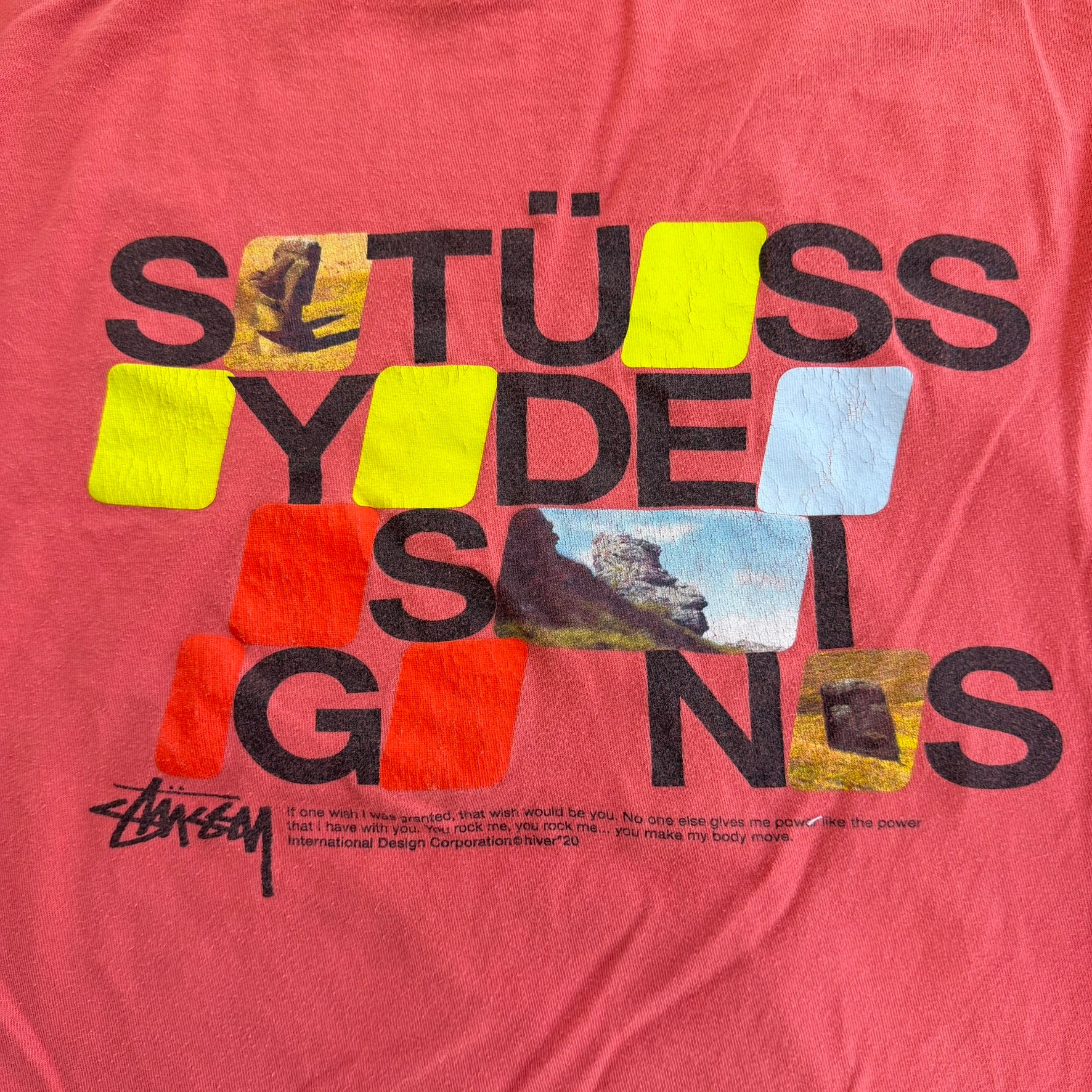 J- Stussy Design Easter Island Picture Graphic Long Sleeve Tee - L