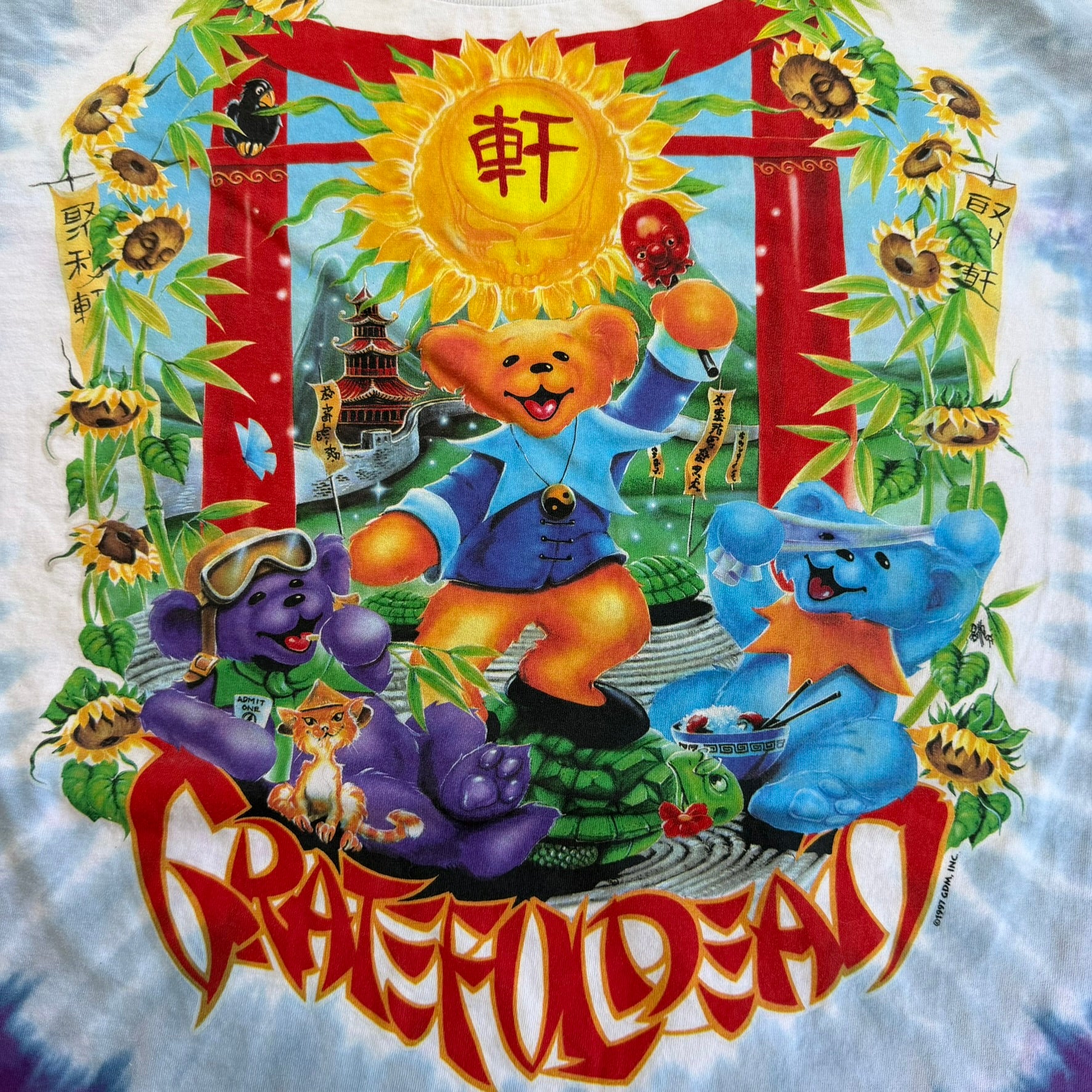 J- Vintage '97 The Grateful Dead China Rider Liquid Blue Tie Dye Tee - 2XL