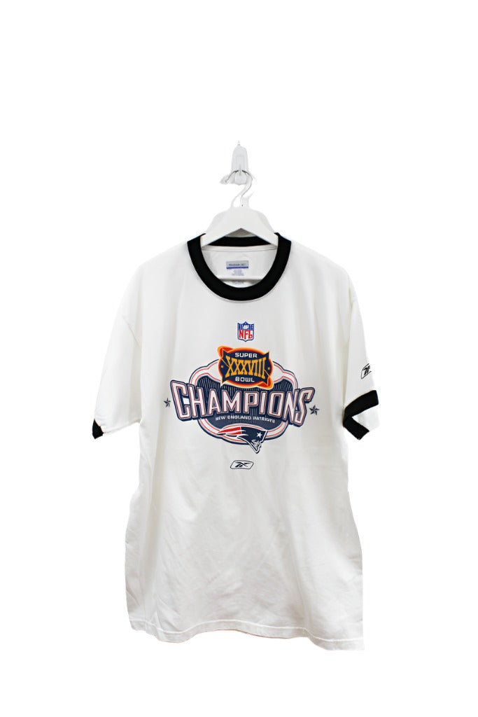 Z - 2004 Reebok NFL New England Patriots Super Bowl 38 Champ Ringer Tee