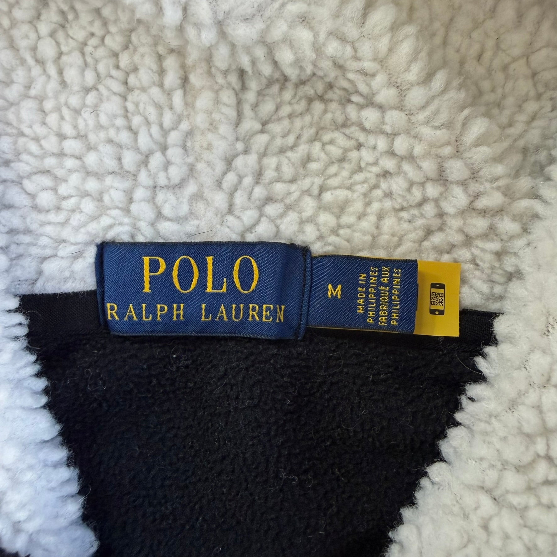 J- Vintage Polo RL Embroidered Text Hoodie Polar Fleece - M