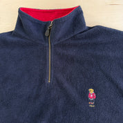 J- Vintage 90s Polo RL Polo Bear Embroidered Quarter Zip Polar Fleece - XL