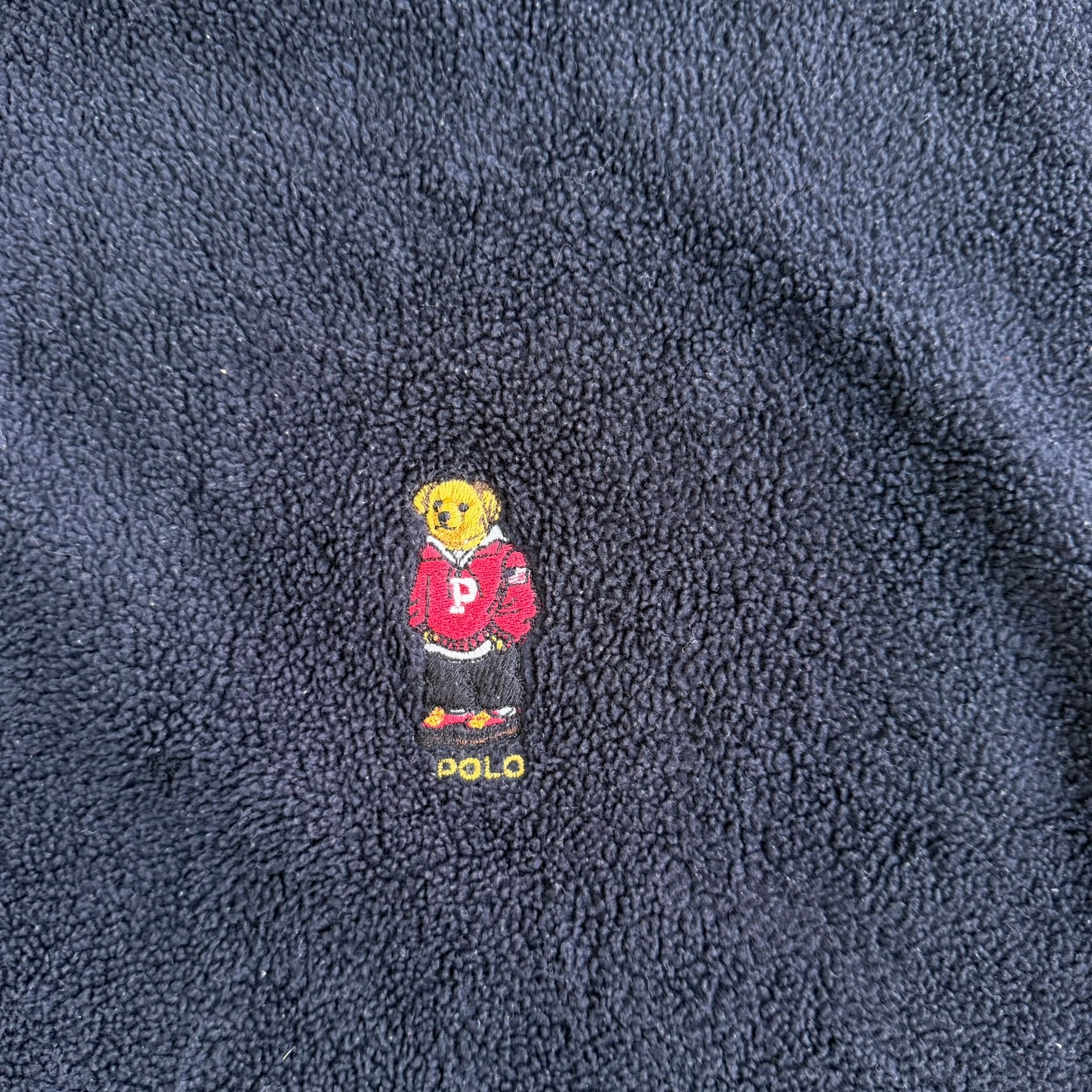 J- Vintage 90s Polo RL Polo Bear Embroidered Quarter Zip Polar Fleece - XL