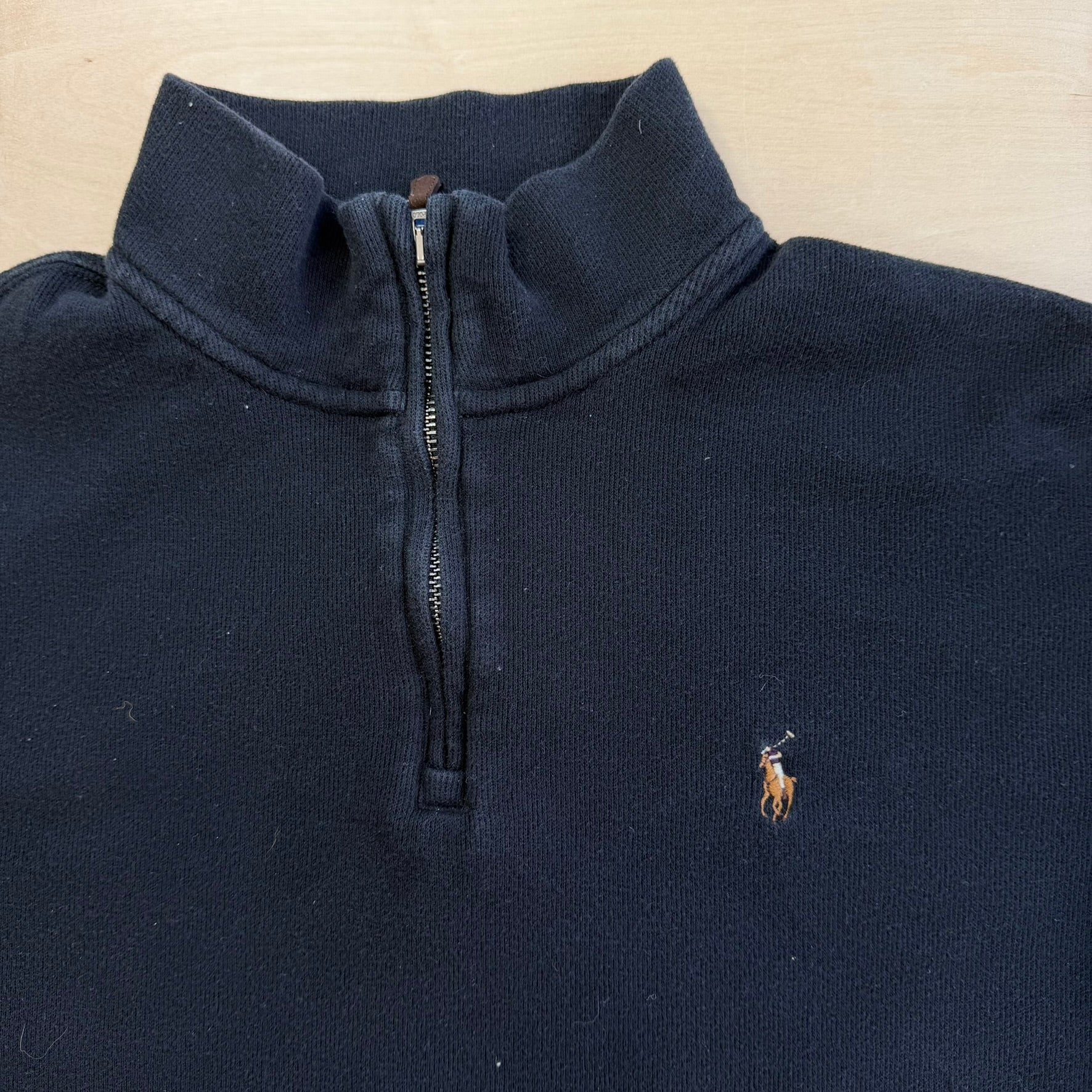 J- Vintage Polo RL Embroidered Logo Quarter Zip Knit Sweater - L