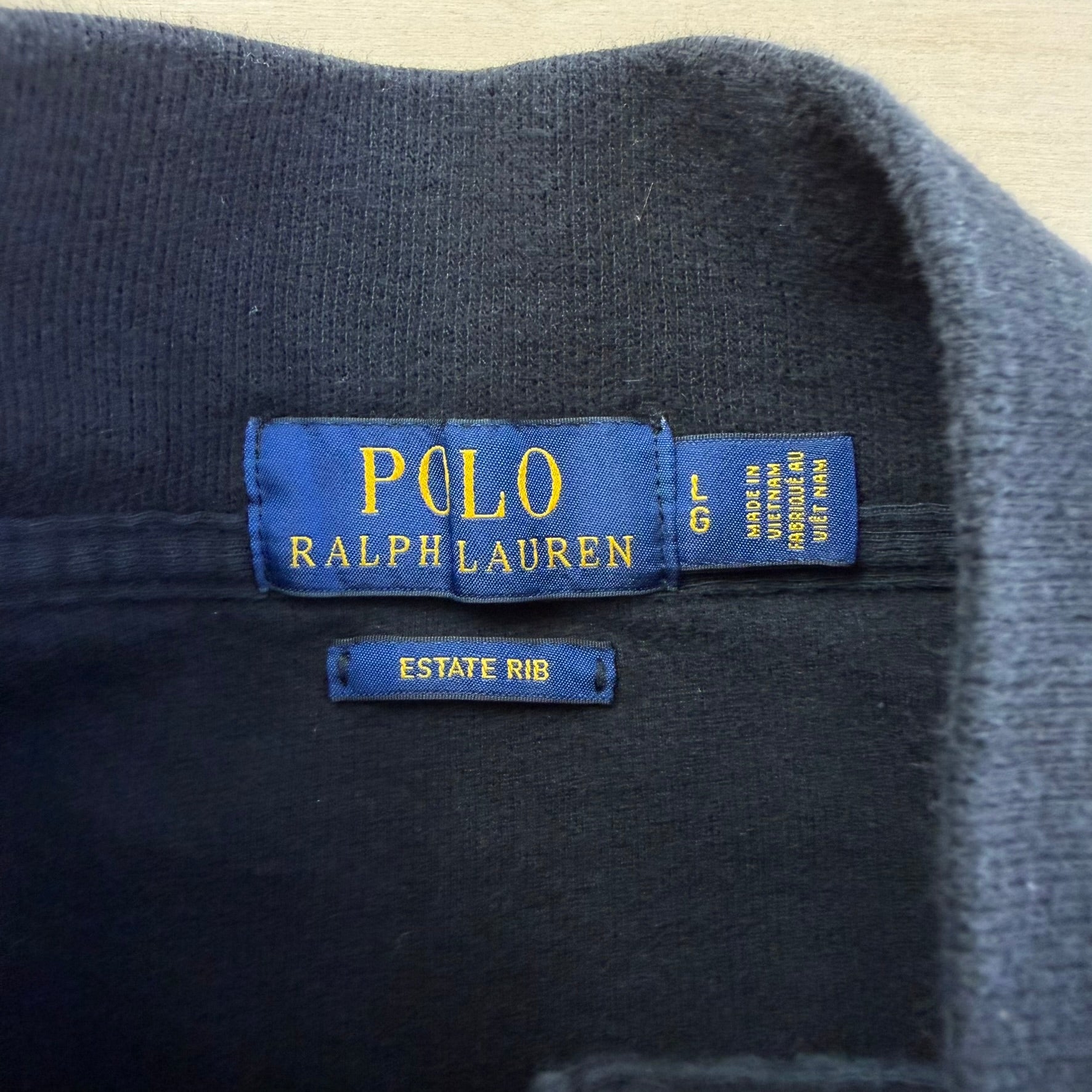 J- Vintage Polo RL Embroidered Logo Quarter Zip Knit Sweater - L