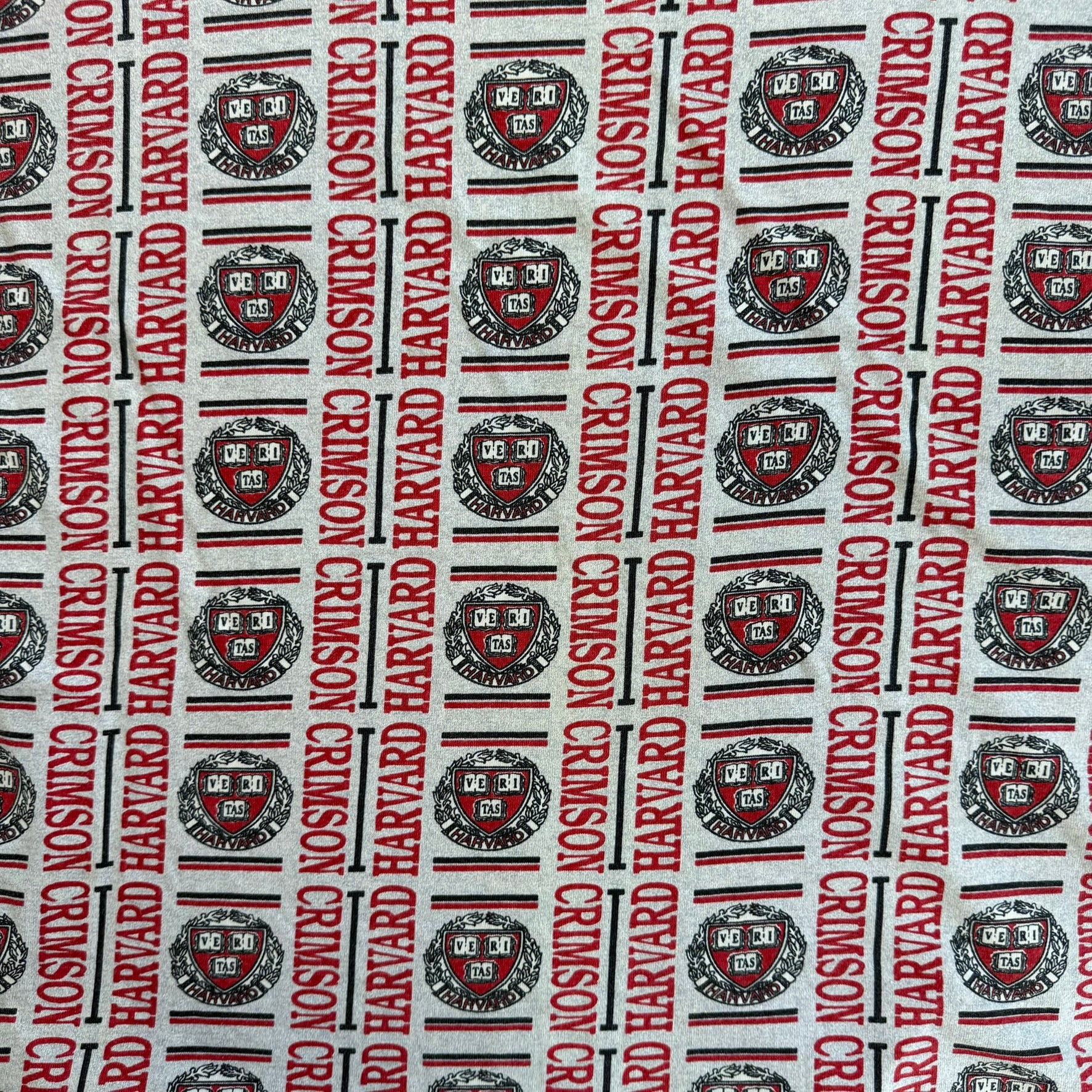 J- Vintage Harvard Logo All Over Print Made In USA Single Stitch Tee - OSFA (fits 2XL)