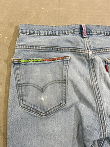 D- HOM Bandana Patches Reworked Levi's 569 33x32 Jeans