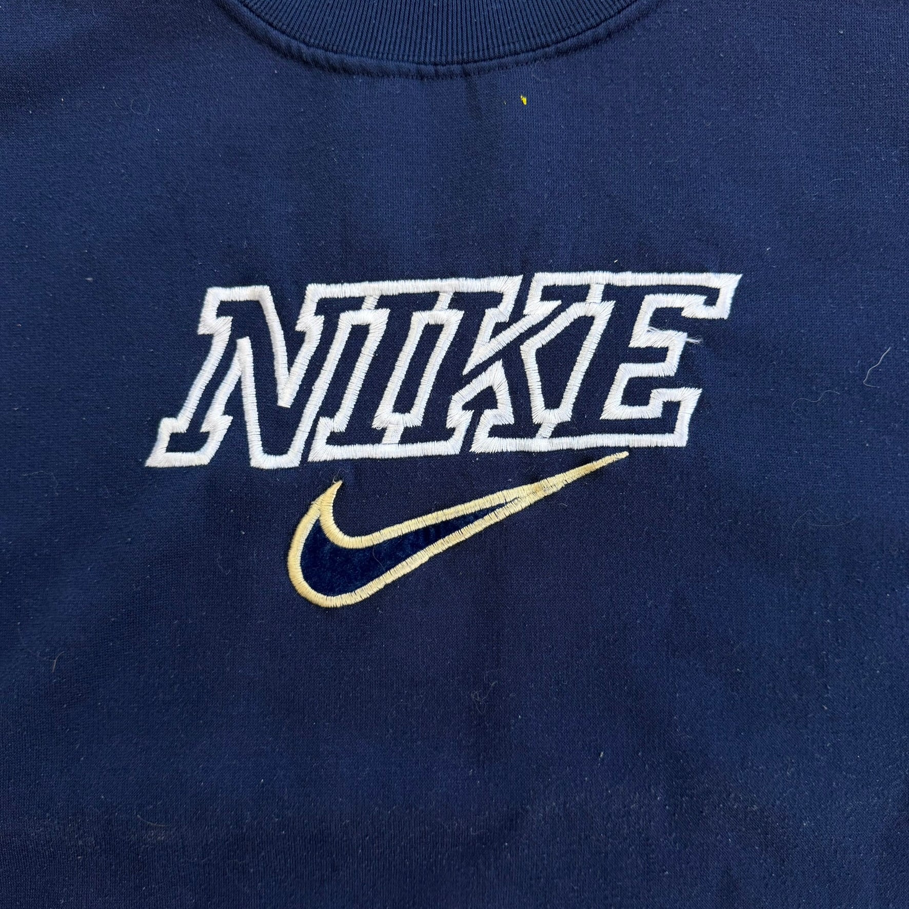 J- Vintage 90s Nike Embroidered Swoosh & Text Crewneck - XL
