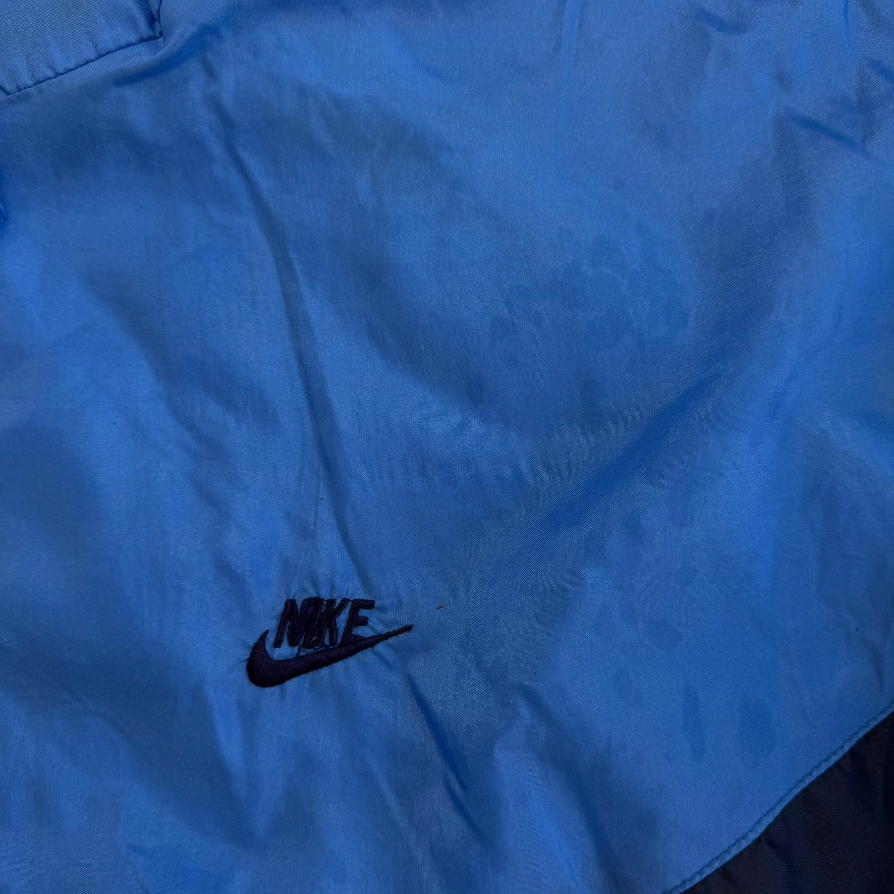 J- Vintage 90s Nike Embroidered Swoosh & Text Light Blue Zip Up Lightweight Jacket - L
