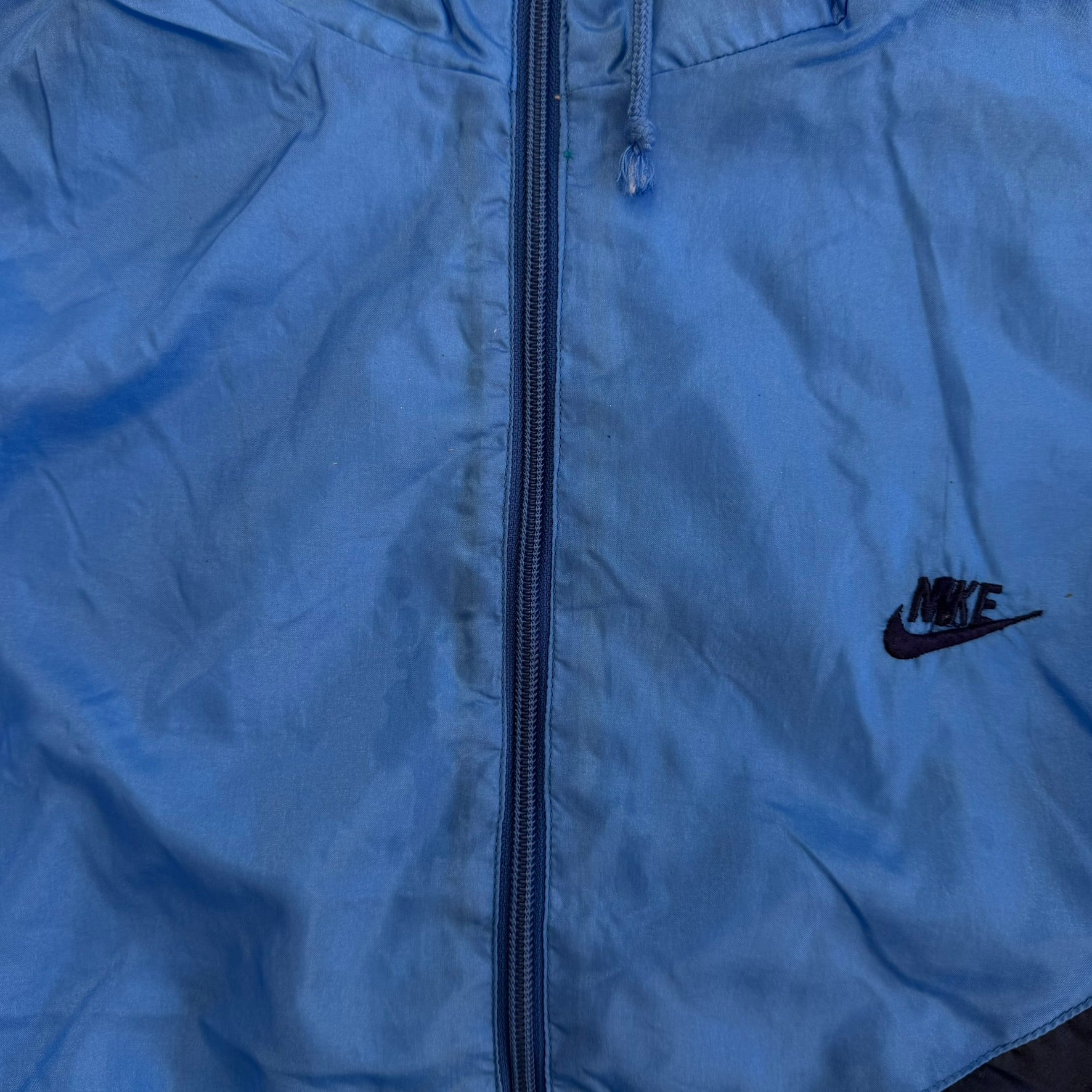 J- Vintage 90s Nike Embroidered Swoosh & Text Light Blue Zip Up Lightweight Jacket - L