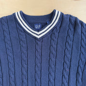 J- Vintage 90s Gap Navy Woven Knit Sweater - M