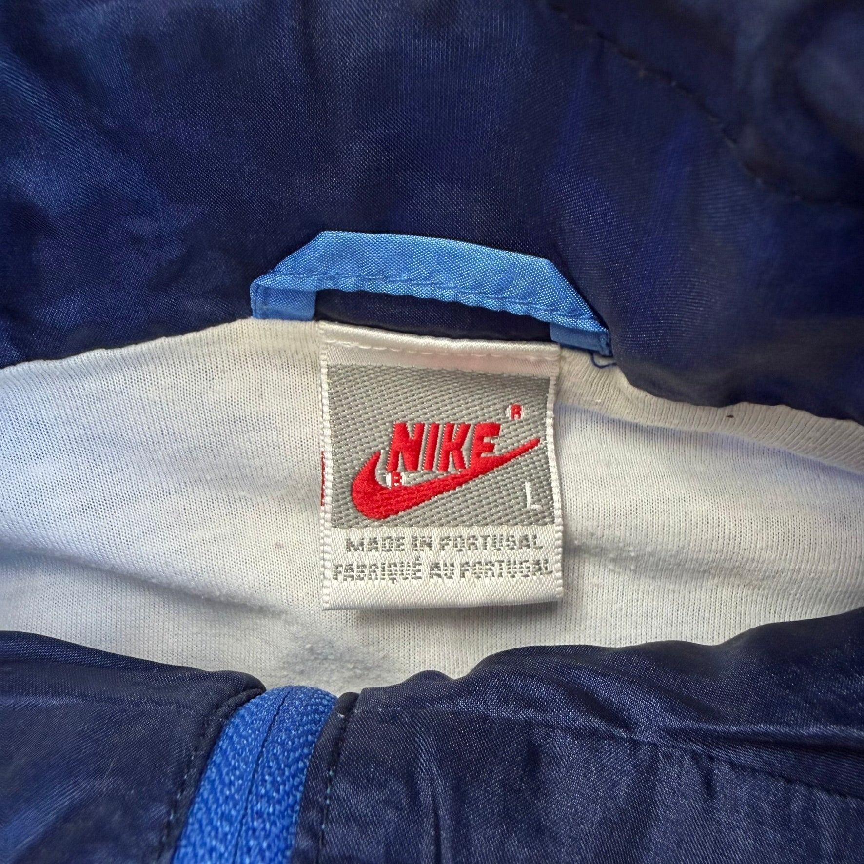 J- Vintage 90s Nike Embroidered Swoosh & Text Light Blue Zip Up Lightweight Jacket - L