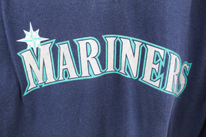 Z - Vintage Majestic MLB Seattle Mariners Script Henley Tee