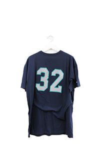 Z - Vintage Majestic MLB Seattle Mariners Script Henley Tee