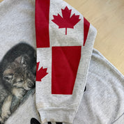 J- Vintage Canada Flags & Wolf Print Edmonton Canada Graphic Crewneck - L