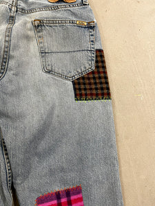 D- HOM Plaid Patches Reworked Levi's Strauss Signature 29x30 Jeans