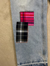 Load image into Gallery viewer, D- HOM Plaid Patches Reworked Levi&#39;s Husky Fit 34x28 Jeans
