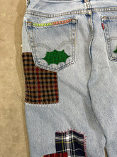 Load image into Gallery viewer, D- HOM Plaid Patches Reworked Levi&#39;s Husky Fit 34x28 Jeans
