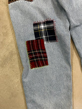 Load image into Gallery viewer, D- HOM Plaid Patches Reworked Levi&#39;s Husky Fit 34x28 Jeans
