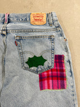 Load image into Gallery viewer, D- HOM Plaid Patches Reworked Levi&#39;s Husky Fit 34x28 Jeans
