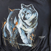 J- Vintage '93 White River Canada Wolf Graphic Made In USA Crewneck - M