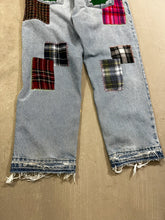 Load image into Gallery viewer, D- HOM Plaid Patches Reworked Levi&#39;s Husky Fit 34x28 Jeans
