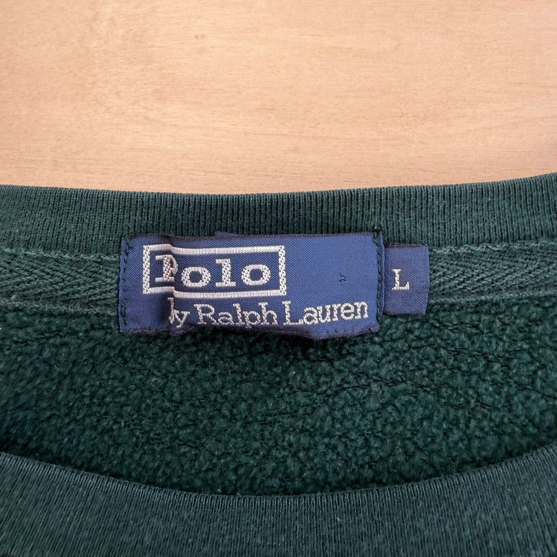 J- Vintage Polo RL Embroidered Logo Forest Green Crewneck - L