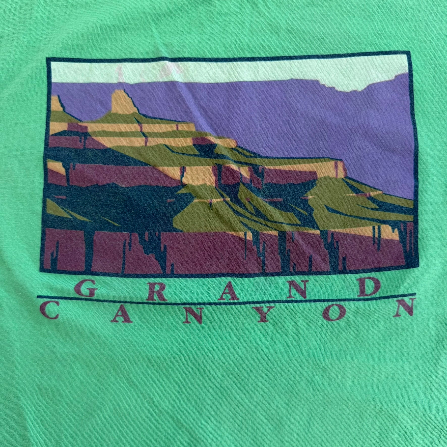 J- Vintage Grand Canyon Text & Graphic Made In USA Single Stitch Tee - XL