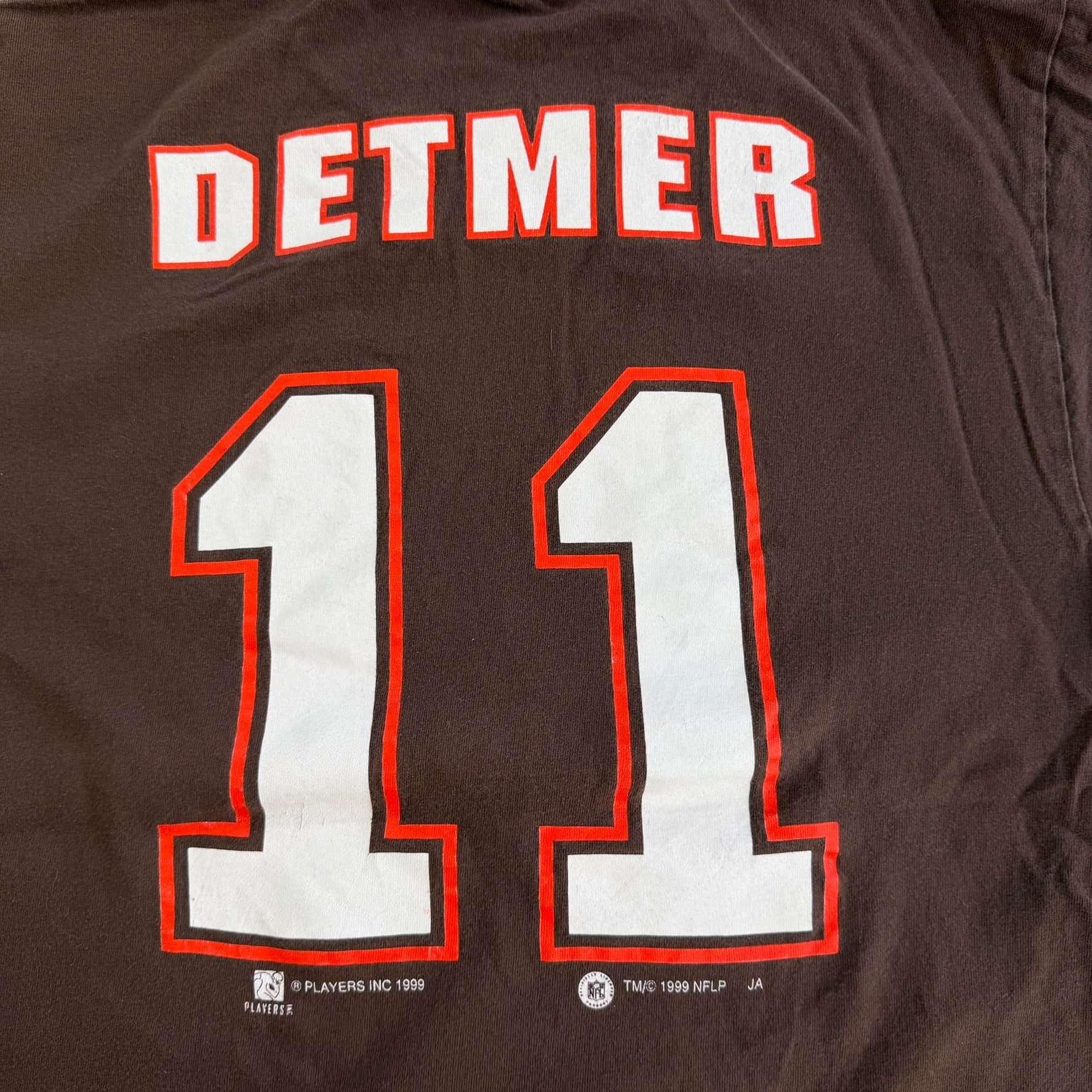 J- Vintage '99 Cleveland Browns Ty Detmer NFL Graphic Logo & Text Tee - M