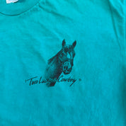 J- Vintage Two Lucky Cowboys Graphic Made In USA Single Stitch Tee - L