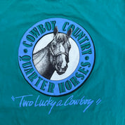 J- Vintage Two Lucky Cowboys Graphic Made In USA Single Stitch Tee - L