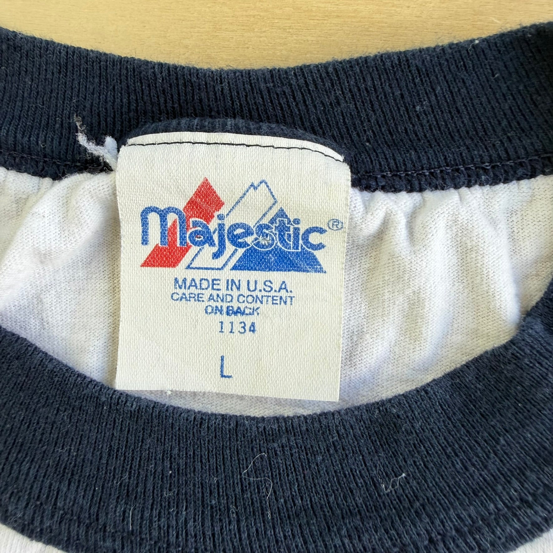 J- Vintage '02 Boston Red Sox MLB Graphic & Text Made In USA Ringer Tee - L
