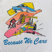 J- Vintage Area 8 Draw Cars & Speed Bike Graphic Single Stitch Tee - L
