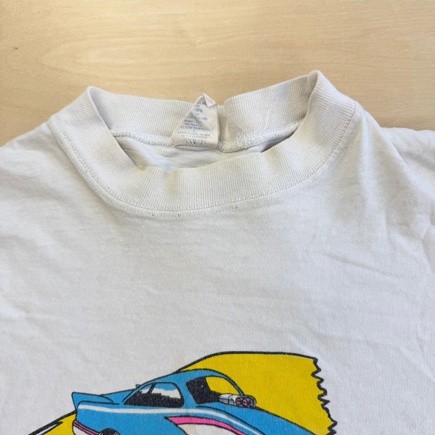 J- Vintage Area 8 Draw Cars & Speed Bike Graphic Single Stitch Tee - L