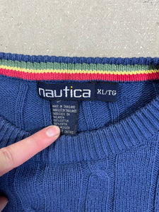 D- Vintage Nautica Embroidered Logo Knit Sweater