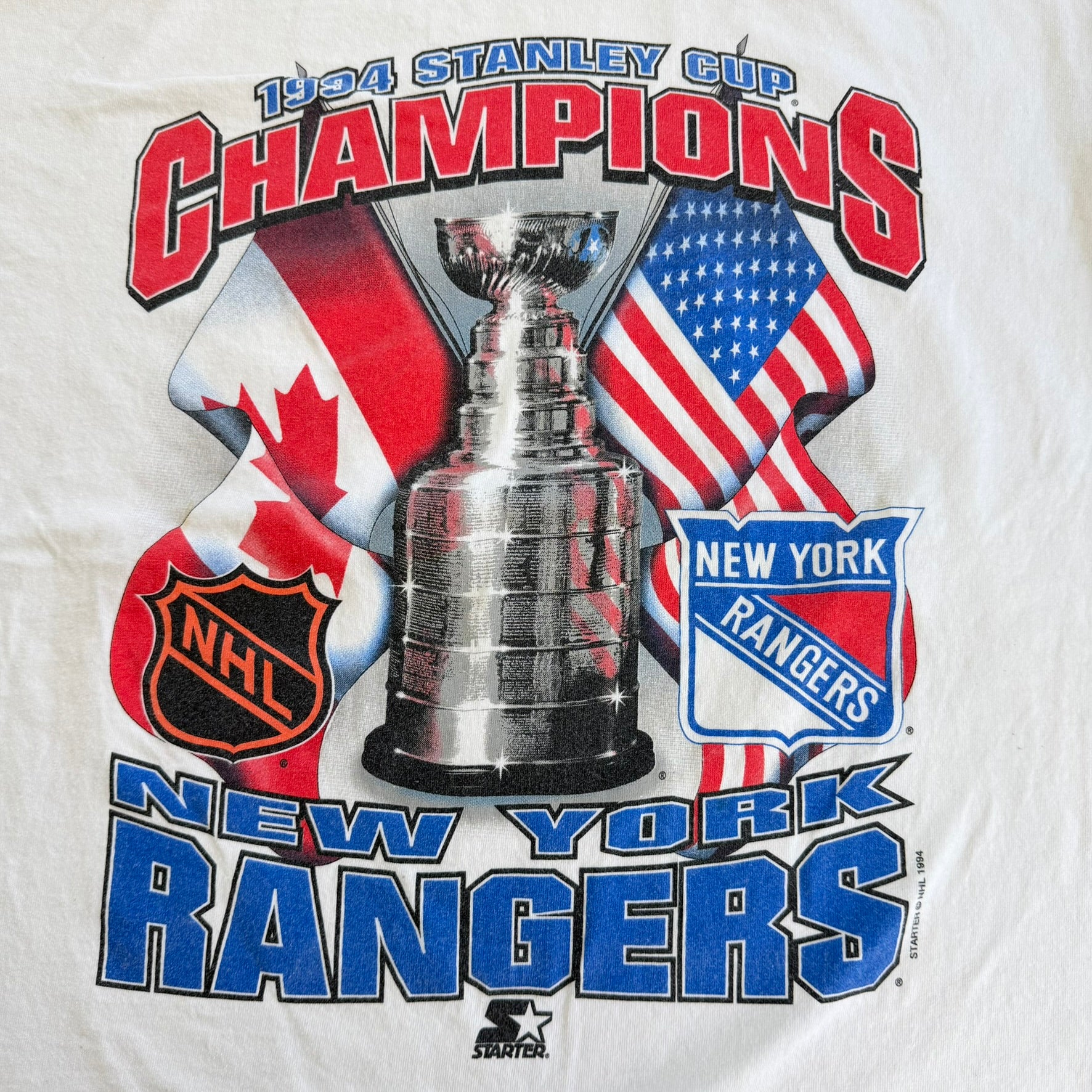 J- Vintage '94 New York Rangers NHL Stanley Cup Champions Starter Graphic Made In USA Tee - L