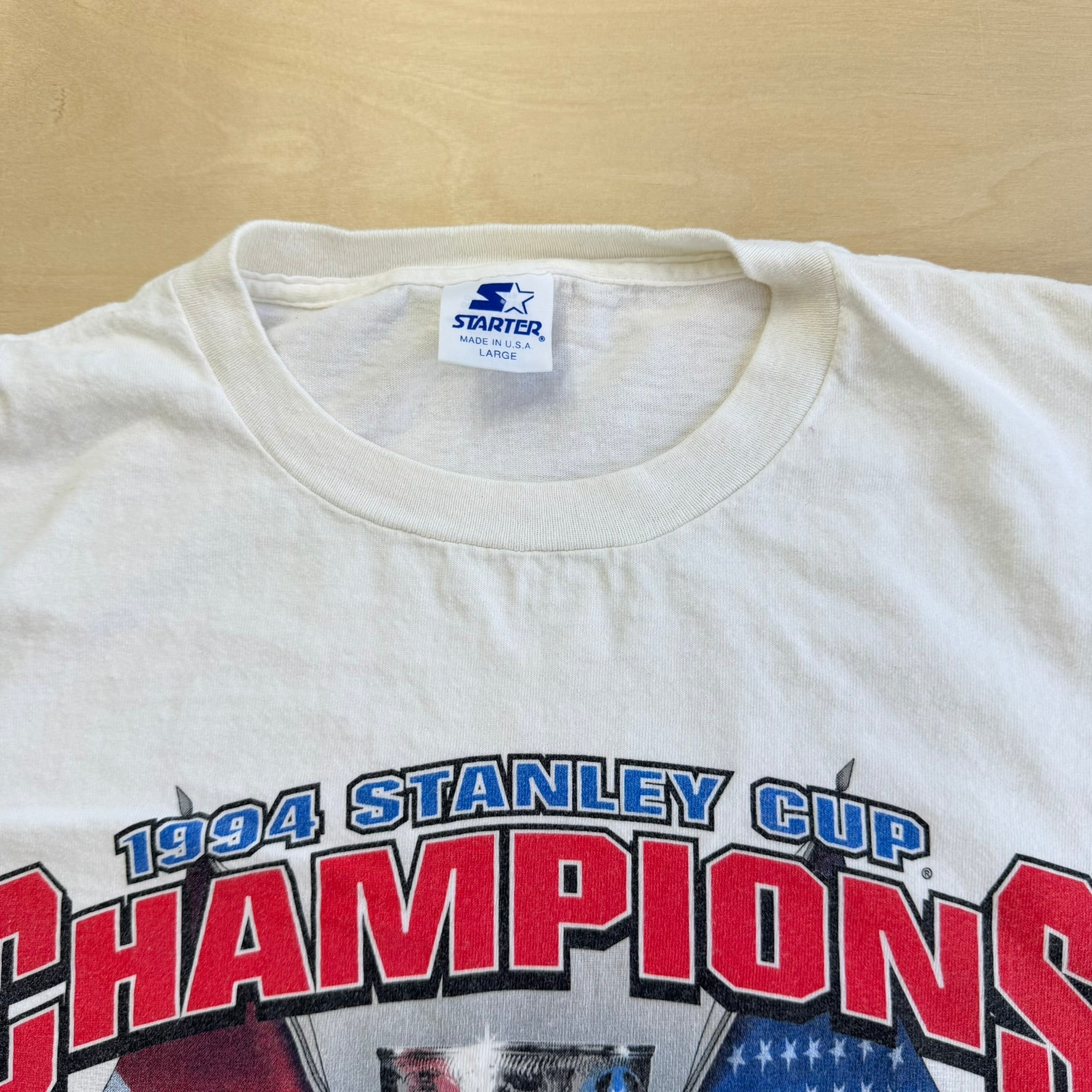 J- Vintage '94 New York Rangers NHL Stanley Cup Champions Starter Graphic Made In USA Tee - L