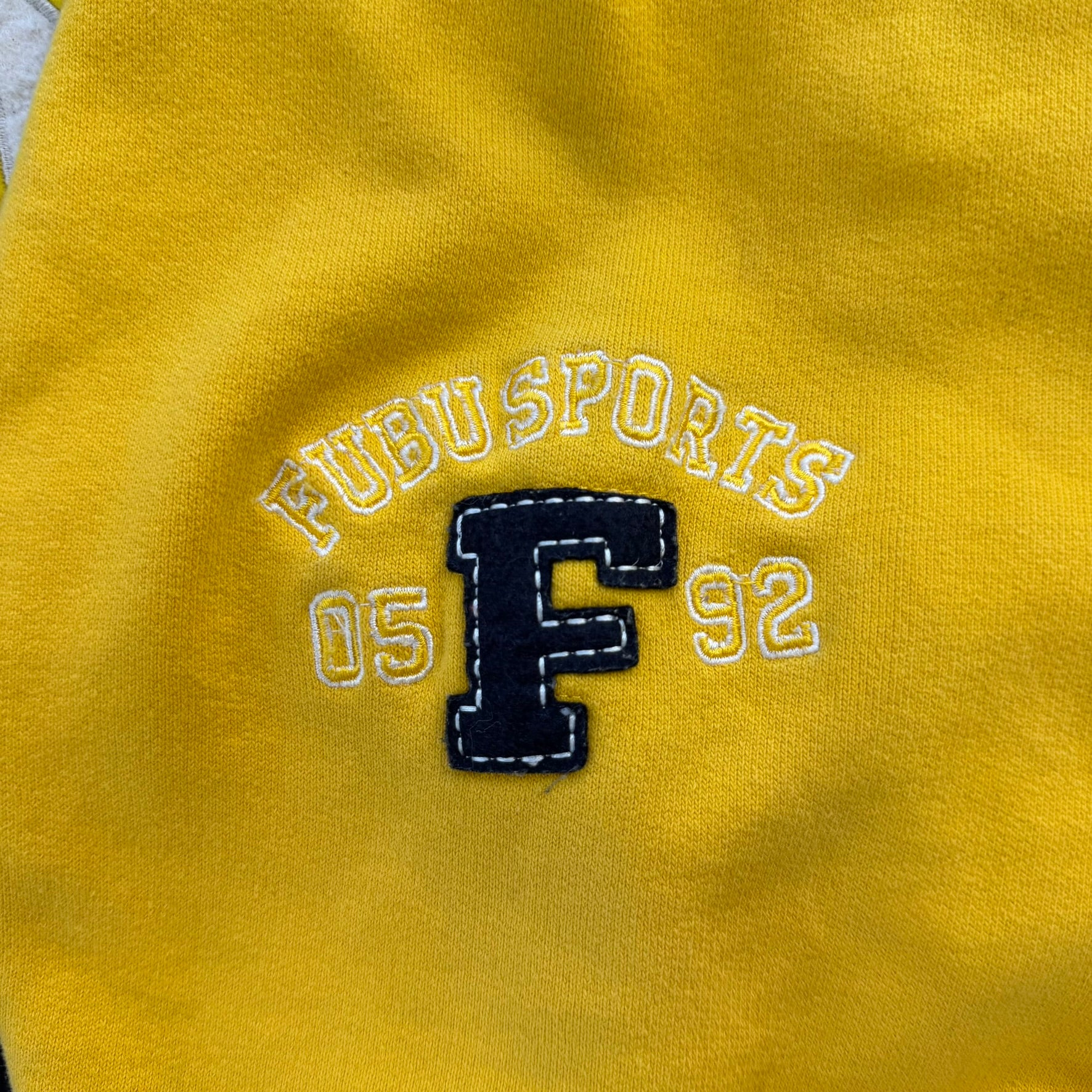 J- Vintage Fubu Embroidered Chenille Text Zip Up Hoodie - 3XL